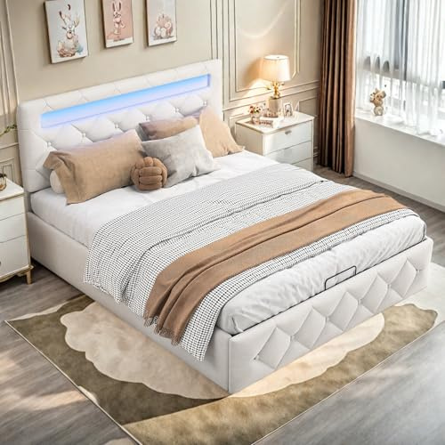 OLIVIBED Bett 140x200, Polsterbett mit Lattenrost und Verstellbares Kopfteil, Doppelbett mit Stauraum, Jugendbett Bettgestell für Erwachsene und Jugendliche, Samt, Ohne Matratze, Aprikose