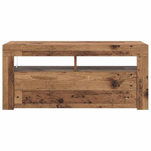TV-Ständer aus Holz, Moderne Medienkonsole mit Aufbewahrungsregalen, Entertainment-Center für Wohnzimmer, TVE-Schrank für Flachbildfernseher (Altes Holz)
