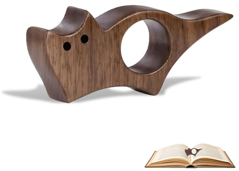Katze Buchseitenhalter,Book Page Holder Buchhalter Daumen Buch Katzen Thumb Seitenhalter Bücher Cat Lesezeichen Daumenring Gadgets Cute Robuste Holz Bookmark Daumenlesezeichen Zubehör für Kinder Lesen