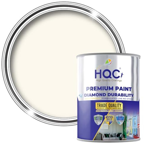 HQC Barn Paint - Ivory - 1 Litre Quick-Drying Outdoor Furniture & Garden Fence Wood Paint