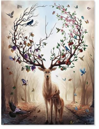 Magischer Hirsch，Puzzle Für Erwachsene, 1000-teilige Puzzles Für Teenager Und Kinder, Herausfordernde Spiele（75x50cm）-A7