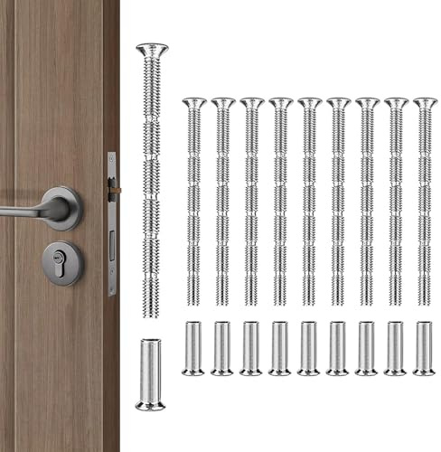 Horyue 10 Pcs M4 Door Handle Screws Bolts Through Fixings | Universal M4 Screws Door Knobs and Lever Handles, Nickel Plated Bolts Secure Mounting