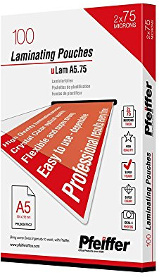 Pfeiffer 100 Stück Laminierfolien 2x 75 Mic Din A5 Laminieren Laminiertaschen 100x