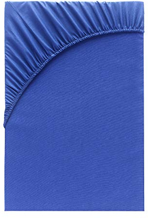Class Home Collection Spannbettlaken 90x200cm - 100x200cm Jersey Baumwolle Royalblau