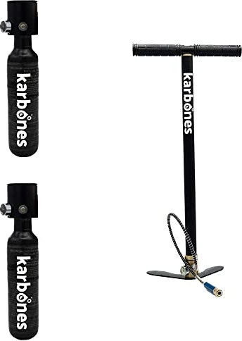 Karbones 2 Mini Bouteille de Plongée avec Pompe Manuelle Kit 10-12 Minutes Autonomie Plongée sous Marine Oxygène - Système scorkl smaco Amélioré Cylindre Portable…