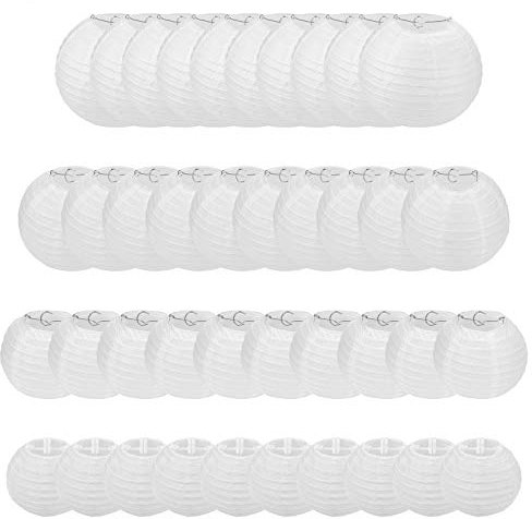 Starva ST 40 Stück Papierlaternen weiß – Lampion Papier weiß für Hochzeiten, Geburtstage, Partys und Veranstaltungen – verschiedene Größen (11,9 cm, 20 cm)