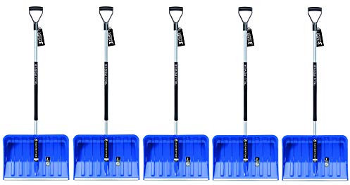 5 x Palas de nieve ergonómicas – quitanieves para pequeñas y grandes cantidades de nieve – Hoja de plástico, borde de aluminio, mango de aluminio con zona de agarre separada