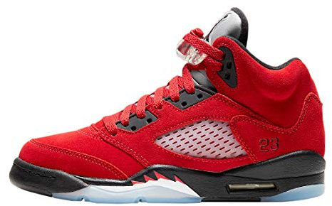 Jordan Big Kid's 5 Retro Raging Bulls 2021 Varsity Red/Black-Wht (440888 600), Varsity Red Black White, 4 Big Kid