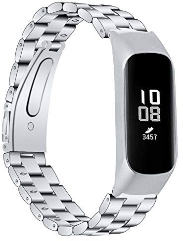 RuiRdot Armband für Galaxy Fit E Armband, Edelstahl Armband Ultraschlankes Verstellbares Ersatzband Metall Zubehörband Uhrenarmband Kompatibel mit Samsung Galaxy Fit E SM-R375 (Silber)