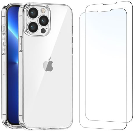 NEW'C Hülle für iPhone 13 Pro Max (6,7) Ultra Transparent Silikon Weiches TPU Gel und 2 × Panzer Schutz Glas für iPhone 13 Pro Max (6,7 Zoll) - Anti Scratch