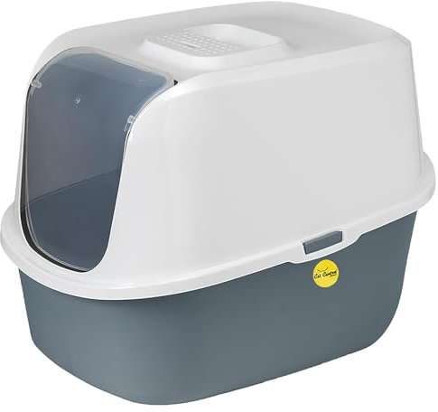 Cat Centre Cat Litter Tray Covered With Lid Detachable Litter Box Anti-Spillage Large 51 x 38.9 x 38.7 cm Enclosed Hooded With Flap Door Safe Durable Charcoal Filter