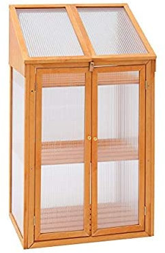PaMeer Mini Greenhouse Wooden 3 Tier, Cold Frames For Garden, Polycarbonate Greenhouse, Small Greenhouse For Small Garden Ideal For Growing Flowers And Vegetables (69 x 49 x 120)Cm