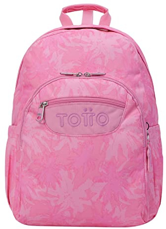 TOTTO - Mochila Escolar Adaptable a Carro, Modelo Acuareles, Capacidad 20 L, Bolsillo para Pc 14, 2 Bolsillo Botella, Espaldar Ergonómico con Flujo de Aire, Correas en S