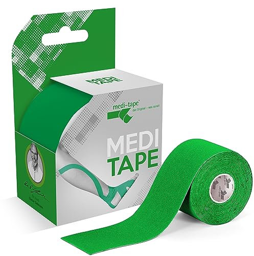 Medi Tape (Grün) für Sport & Alltag (5m) - Kinesiologie Tape latexfrei mit 150% Elastizität - atmungsaktives & wasserfestes Physio & Kinesio Tape - Sporttape