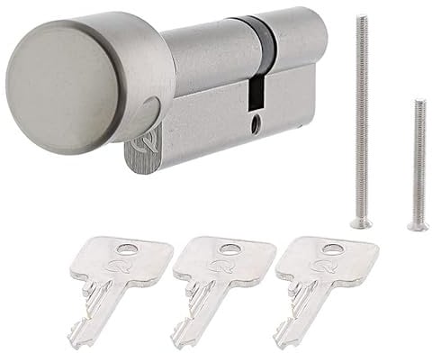 QPlus24 Knaufzylinder gleichschließend Schließzylinder mit 3 Schlüssel und Einkaufswagenlöser Türschloss Haustür Sicherheitsschloss 40/55K gs1