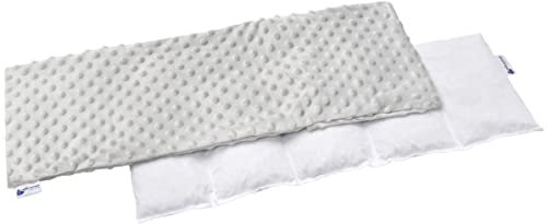 Medi Partners Kirschkernkissen 60x20cm 800g Minky 5 kammern Körnerkissen groß Öko Natur Wärmekissen Kältetherapie abnehmbarer Bezug (Grau)