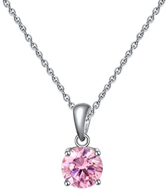 Bellitia Jewelry Collana Pendente Donna in Argento Sterling 925, Ciondolo Pietra Preziosa di Tormalina Rosa Quarzo, Pietra Natale di Ottobre, Gioielli Donna Regalo Amore per Lei