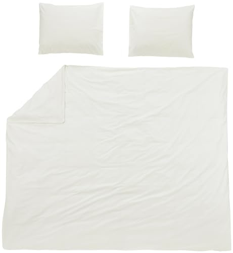 Meyco Home Bettwäsche 200x200/220cm inkl. Kopfkissenbezug Offwhite | 100% Baumwolle - Oeko Tex zertifiziert - weich - atmungsaktiv - waschbar & trocknergeeignet