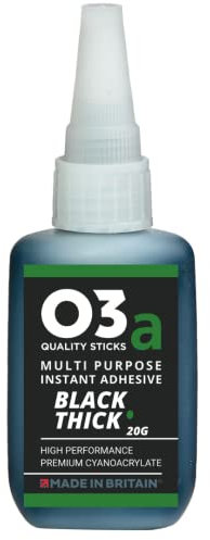 O3a Cyanoacrylate Instant Adhesive | Thick | Black | 20g | Made in Britain