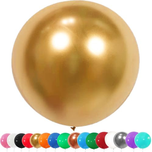 6 Stück Luftballons Gross, 36 Zoll Ballons Groß, Gold Latexballon, Luftballons XXL Groß, Grosse Luftballons XXL, Latex Riesige Ballon, für Hochzeit Babyparty Geburtstag Party Deko(91 cm)