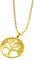 Jewellbox Womens Tree of Life Round Pendant Necklace Gold plated S925 silver - Adjustable Cable Chain 16-18 inch