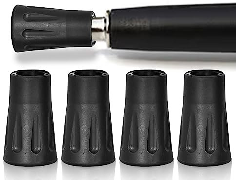 KAPSING 4 Stück Walking stöcke gummipuffer, 2 Paar Ersatz Gummi Puffer 12mm, Schwarz