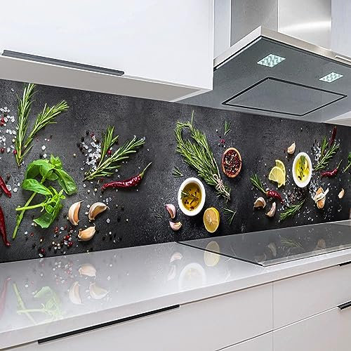 Rodnik Küchenrückwand robuste ABS-Kunststoff Platte Monolith in Deluxe Qualität, Direktdruck. MOTIVAUSWAHL (Gewürze, 60x400 cm)
