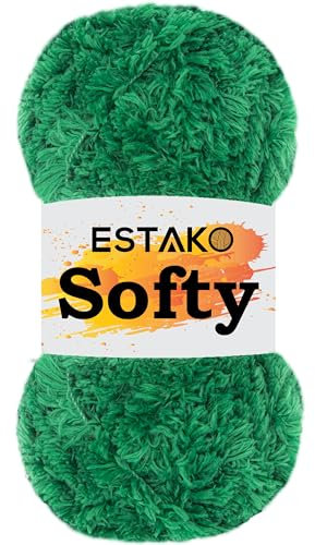 Estako Softy - Filato in 100% poliestere, soffice e morbido, peso n. 5, per uncinetto e lavoro a maglia, 100 gr, 90 m, 9920, verde Benetton