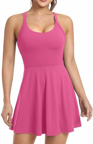 Tenniskleid für Damen, Workout-Kleid mit integrierten Shorts und BH, athletische Golf-Sportbekleidung für Training., Klein