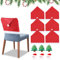 Joparri 6er Set Weihnachten Stuhlhussen, Weihnachten Nikolausmütze Stuhlbezug mit Weihnachtsmann und Christbaumschmuck, für Esstisch Weihnachten Dekoration