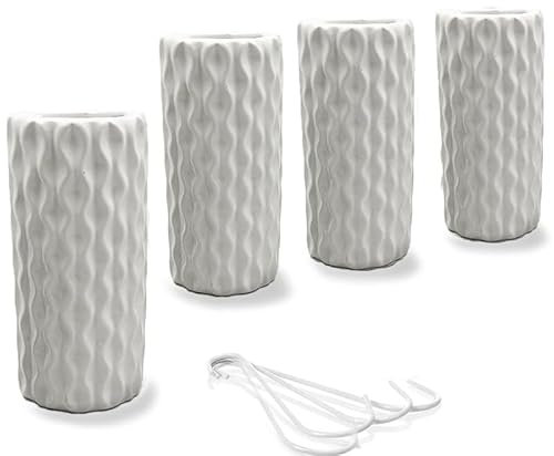 Virsus 4 Evaporatori d'acqua per termosifoni in Ceramica 9039, misura 8x3,5x18 cm, Umidificatore con motivo a onda e gancio a forma di S (Bianco)
