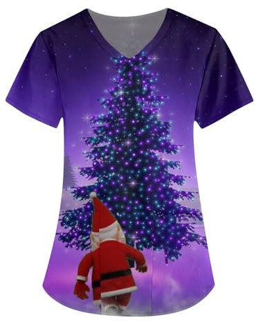 Saymany Kasack Damen, Berufsbekleidung Altenpflege Kleidung Arbeitskleidung Küche Damen Pflege Kleidung Damen Arbeitskleidung Pflege Damen, Kasack Weihnachten Pflege Kittel Damen(4-Purple,M)