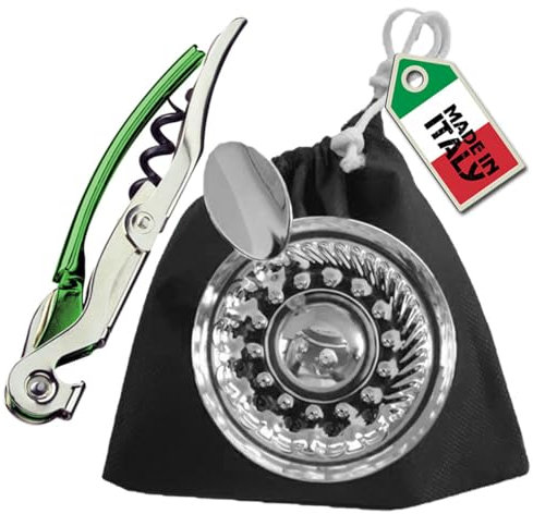 Kit Sommelier AIS Degustazione Vino - Tastevin & Cavatappi Professionali - By EUPOSIA (verde)