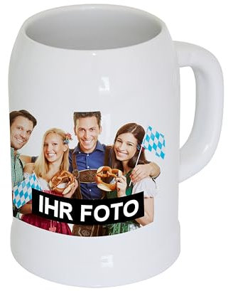 Eurofoto Bierkrug mit Bild und Text personalisiert | 500ml | für Rechtshänder | Bier-Humpen mit Wunsch-Motiv und Wunsch-Text individuell gestalten