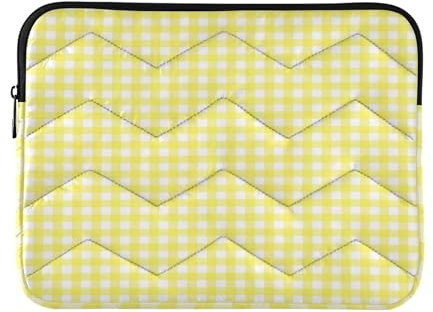 Laptop Sleeve Case 13-14 Inch Soft Computer Bag Gingham Yellow Buffalo Plaid Tartan Check Scotland Computer Carrying Bag for Work Travel