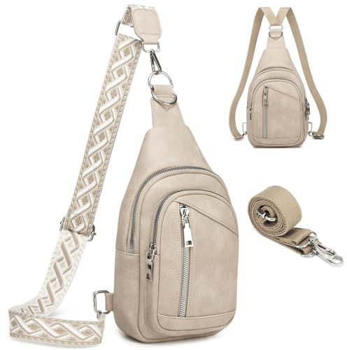 Travistar Sling Bag Damen Brusttasche Herren 2 in 1 Rucksack Damen Klein mit 2 Abnehmbare Schultergurte, PU Leder Umhängetasche Handtasche Schultertasche Diebstahlsichere Crossbody Bag Damen