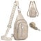 Travistar 2 en 1 Sac de Poitrine Femme Sac à Dos Pochette Banane Sacs Bandoulière Femme PU Cuir avec 2 Sangles Amovibles et Réglable, Petit Sacoche de Sport a Main