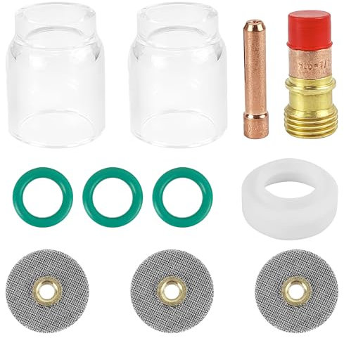11 Pezzi Torcia saldatura TIG Kit, Resistente alle Alte Temperature, Saldatura di Precisione, Saldatrice TIG, per Connessioni di Saldatura Soddisfacenti TIG, per Torcia di Saldatura TIG WP-17/18/26
