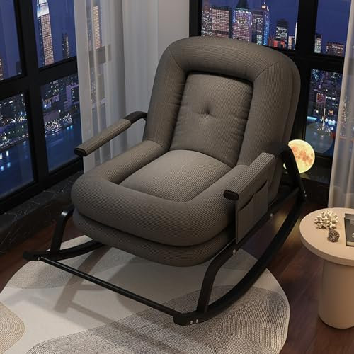 HARELA Schaukelstuhl, Relaxstuhl Sessel, Camping schaukelstuhl, Draussen Gartenliege, Schaukelstuhl Outdoor/Wohnzimmer Mit Verstellbarer Rückenlehne(Gray)