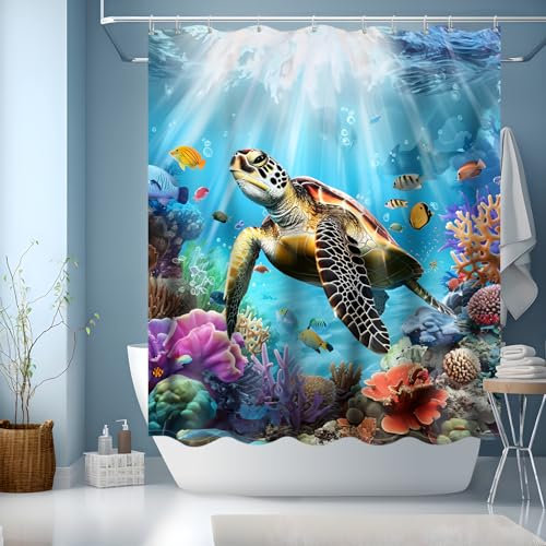 JINGYOU Rideau Douche 150x180,Rideaux de Douche Polyester Lavable en Machine,Rideau Douche Bleu Rideau Baignoire pour Salle de Bains avec Ourlet Inférieur Lesté et 12 Crochets