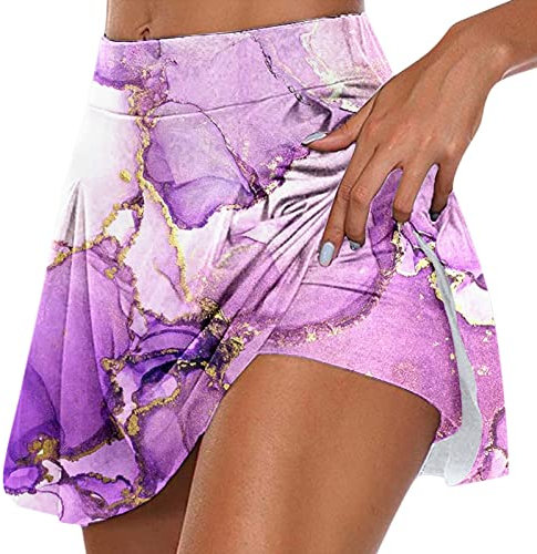 hahuha Gonna da donna per allenamento quotidiano, casual, con stampa, per tennis, yoga, sport, gonna a quadri, rosa, XL