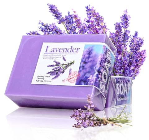 Handgemachte Seife, Seifen Duschgel, Vegane Duschseife für alle Hauttypen, 100% Bio Und Vegan Feste Dusche Handseife, Naturseife als festes Duschgel, Natürlicher Duschbrocken (Lavendel)