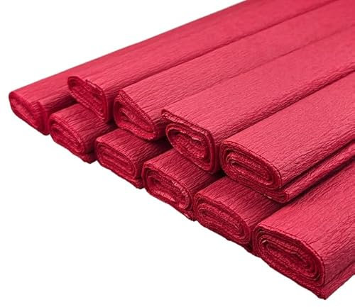 Netuno 10 Rollen Krepp-Papier Rot 200 x 50 cm Bastelpapier Krepppapier zum Basteln dunkelrotes Krepppapier Rottöne Bastelkrepp deko krepp Rollen farbig crepe paper red