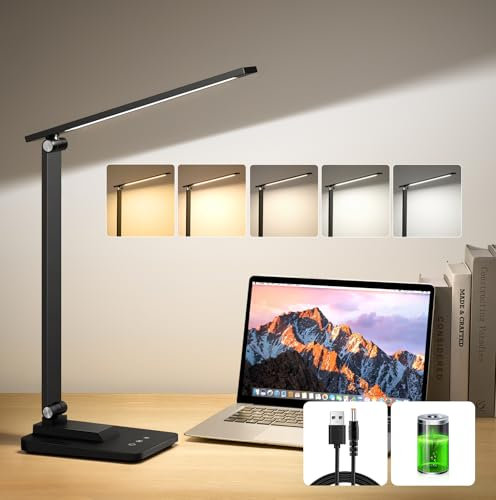 One Fire LED Desk Lamp, 3600mAh Rechargeable Lamp, 10 Brightness Desk Lamp