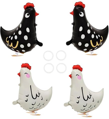 4 Stück Hahn Folienballon, Huhn Luftballons Geburtstag, Walking Tier Folienballons Henne, Tiere Luftballon Walking Huhn luftballon，Perfekt für Kindergeburtstage Dekoration Zum Thema Bauernhofparty
