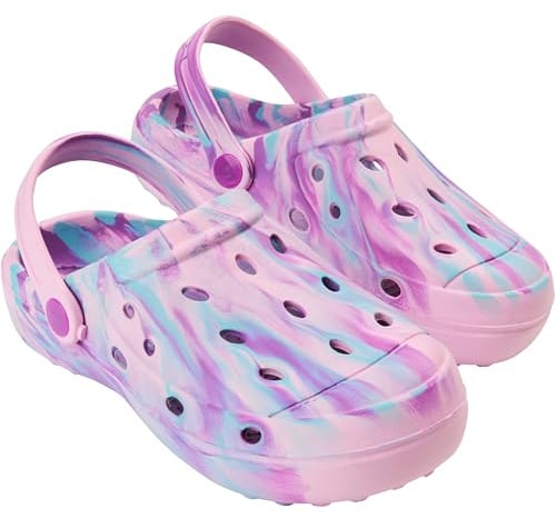 CityComfort Clogs for Girls Garden Shoes Tie Dye Summer Slip On with Strap for Beach Pool Indoor Outdoor Holiday Essentials