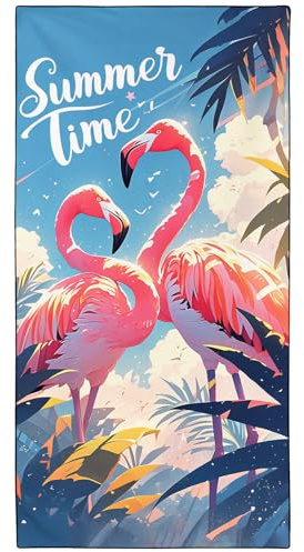 YISUMEI Mikrofaser Strandtuch Bedruckt mit Sommer Flamingos, Weich Leicht Sandfest Schnelltrocknendes Handtuch, Übergröße XXL 180 x 90 cm