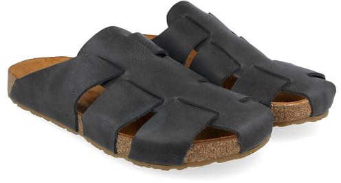 HAFLINGER Bio Pius Leder Pantolette Sandale Korkfußbett Unisex (Schwarz 1738), Gr 43