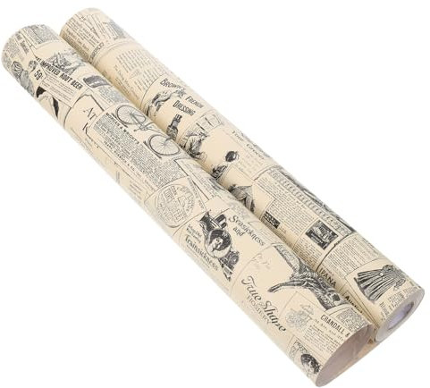 DIYEAH 1 Roll Vintage English Newspaper Removable Wallpaper Self Adhesive Wall Decals for Home Easy to Apply Remove Durable PVC Material for Indoor Spaces