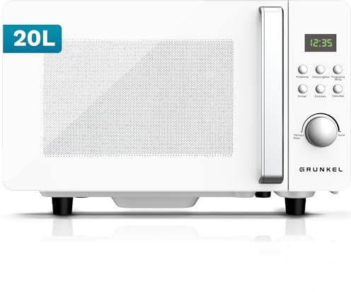 Microondas Digital, 700W-800W, 20L -25L, Sin Plato Giratorio, 5 Niveles de Potencia, 8 Programas, Pantalla LED, Base de Vidrio Fija (700W 20 Litros)